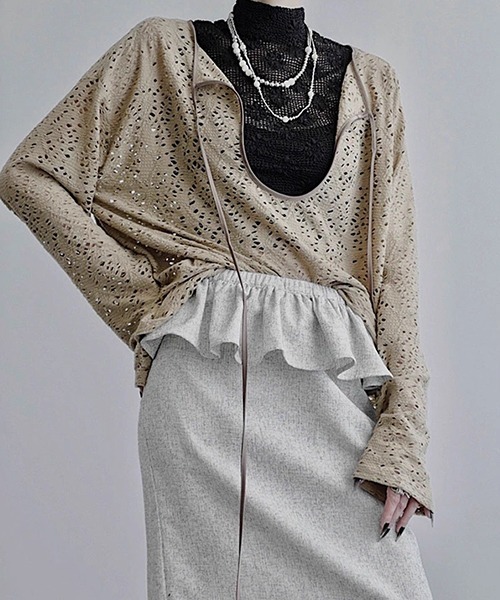 chuclla（チュクラ）の「【CHENTAITAI】フラワーメッシュ ハイネック コンパクトトップ CTW25a007（その他トップス・レディース・アイボリー/ブラック・L）」の11枚目の写真