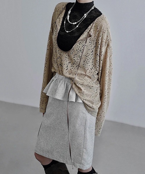 chuclla（チュクラ）の「【CHENTAITAI】フラワーメッシュ ハイネック コンパクトトップ CTW25a007（その他トップス・レディース・アイボリー/ブラック・L）」の12枚目の写真