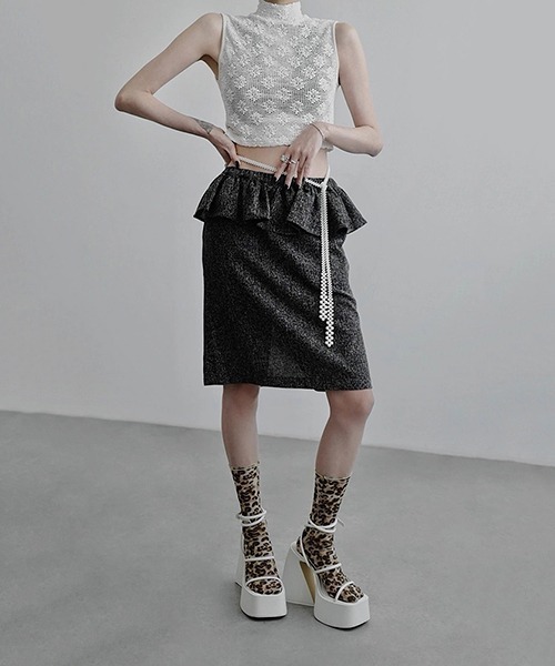 chuclla（チュクラ）の「【CHENTAITAI】フラワーメッシュ ハイネック コンパクトトップ CTW25a007（その他トップス・レディース・アイボリー/ブラック・L）」の13枚目の写真