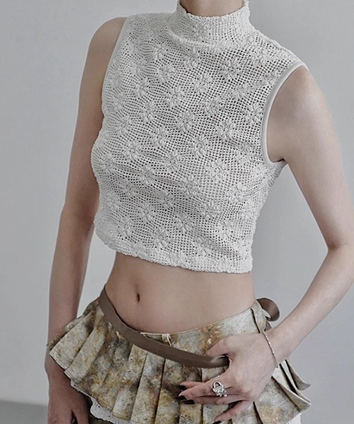 chuclla（チュクラ）の「【CHENTAITAI】フラワーメッシュ ハイネック コンパクトトップ CTW25a007（その他トップス・レディース・アイボリー/ブラック・L）」の17枚目の写真