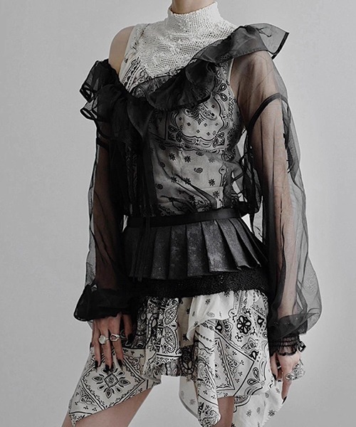 chuclla（チュクラ）の「【CHENTAITAI】フラワーメッシュ ハイネック コンパクトトップ CTW25a007（その他トップス・レディース・アイボリー/ブラック・L）」の20枚目の写真