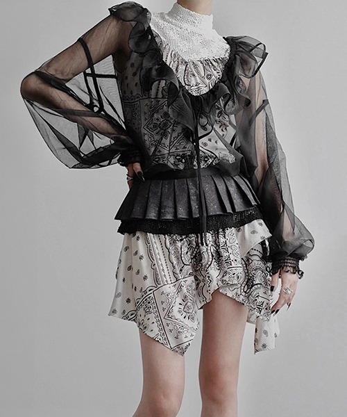 chuclla（チュクラ）の「【CHENTAITAI】フラワーメッシュ ハイネック コンパクトトップ CTW25a007（その他トップス・レディース・アイボリー/ブラック・L）」の21枚目の写真