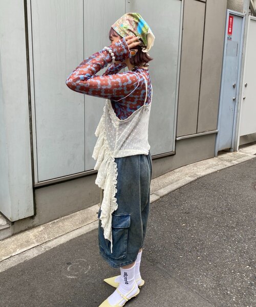 HELLO.SANFRANCISCO（ハローサンフランシスコ）の「【HELLO.SANFRANCISCO/ハローサンフランシスコ】アシメフリルドットレースキャミ（タンクトップ・レディース・サックスブルー/ブラック/オフホワイト・ONE SIZE）」の8枚目の写真