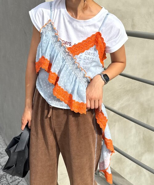 HELLO.SANFRANCISCO（ハローサンフランシスコ）の「【HELLO.SANFRANCISCO/ハローサンフランシスコ】アシメフリルドットレースキャミ（タンクトップ・レディース・サックスブルー/ブラック/オフホワイト・ONE SIZE）」の20枚目の写真