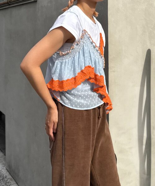 HELLO.SANFRANCISCO（ハローサンフランシスコ）の「【HELLO.SANFRANCISCO/ハローサンフランシスコ】アシメフリルドットレースキャミ（タンクトップ・レディース・サックスブルー/ブラック/オフホワイト・ONE SIZE）」の22枚目の写真