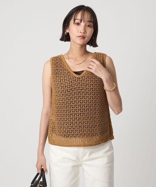 メッシュ 2WAY ノースリーブ ニット プルオーバー