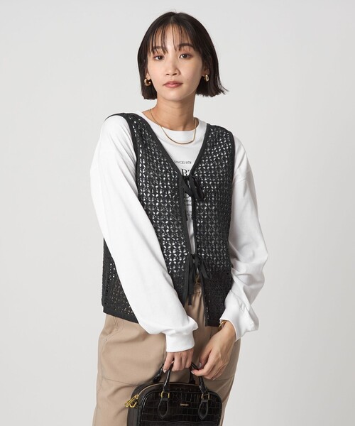 メッシュ 2WAY ノースリーブ ニット プルオーバー