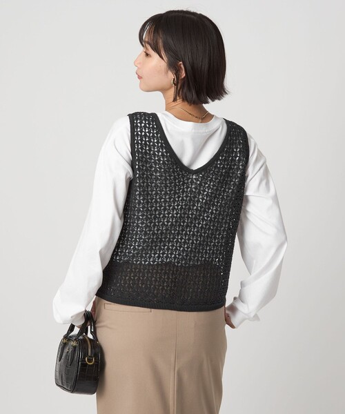 メッシュ 2WAY ノースリーブ ニット プルオーバー
