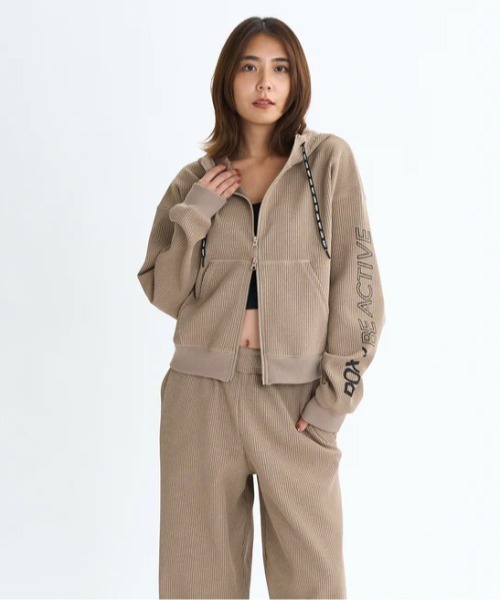 ROXY(ロキシー)の「BE ACTIVE HOODIE/ロキシー速乾UVケアワッフルジップアップパーカー・フーディー(スウェット・レディース・ブラック/カモフラージュ/ホワイト・SMALL/MEDIUM/LARGE)」の15枚目の写真