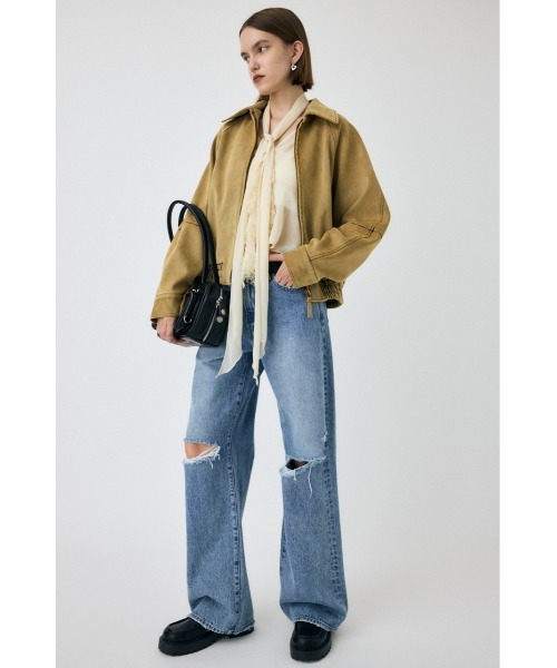 MOUSSY(マウジー)の「KNEE SLIT WIDE STRAIGHT(デニムパンツ・レディース・ブルー/ダークブルー・0/1/2)」の4枚目の写真