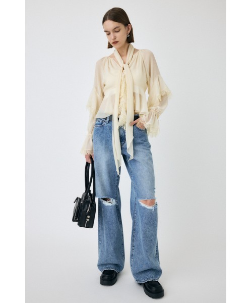 KNEE SLIT WIDE STRAIGHT（デニムパンツ）｜MOUSSY（マウジー
