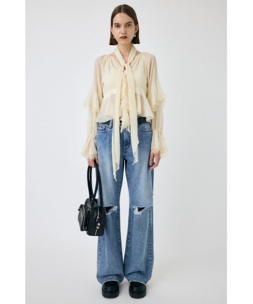 セール】KNEE SLIT WIDE STRAIGHT（デニムパンツ）｜MOUSSY（マウジー