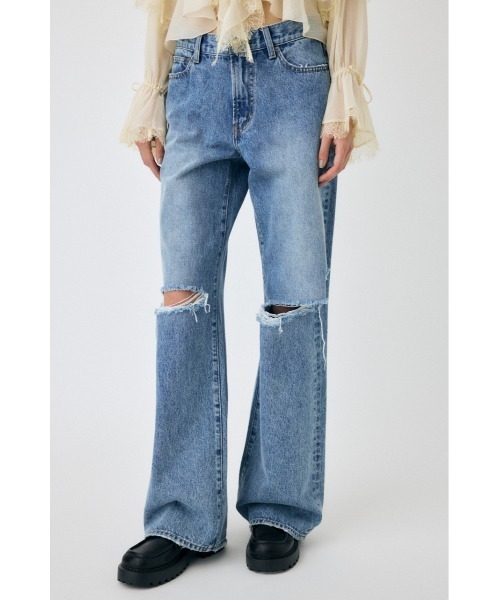 セール】KNEE SLIT WIDE STRAIGHT（デニムパンツ）｜MOUSSY（マウジー