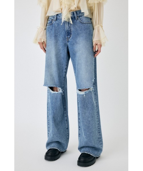 KNEE SLIT WIDE STRAIGHT（デニムパンツ）｜MOUSSY（マウジー