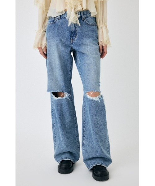 KNEE SLIT WIDE STRAIGHT（デニムパンツ）｜MOUSSY（マウジー