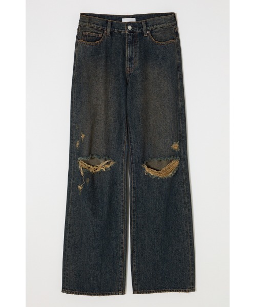 パンツ KNEE SLIT WIDE STRAIGHT MOUSSY | KNEE SLIT WIDE ストレート デニム (ワイド ) |SHEL