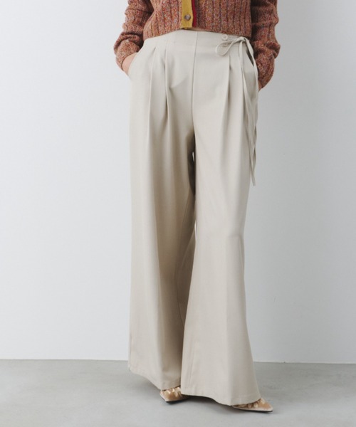bita.（ビタ）の「サイドリボン2タックワイドパンツ（スラックス・レディース・ブラック/ベージュ/チャコールグレー・LARGE/MEDIUM）」の3枚目の写真