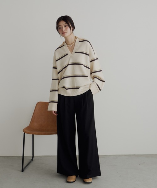 bita.（ビタ）の「サイドリボン2タックワイドパンツ（スラックス・レディース・ブラック/ベージュ/チャコールグレー・LARGE/MEDIUM）」の8枚目の写真