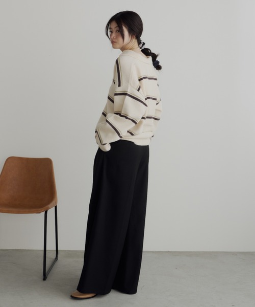 bita.（ビタ）の「サイドリボン2タックワイドパンツ（スラックス・レディース・ブラック/ベージュ/チャコールグレー・LARGE/MEDIUM）」の10枚目の写真