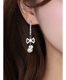 EATME | ビジューリボンフェイクパールピアス(ピアス（両耳用）)