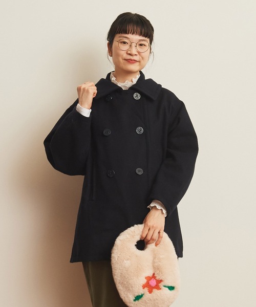 CHILD WOMAN（チャイルドウーマン）の「ハードメルトン ルーズPコート（ピーコート・レディース・ネイビー・FREE）」の3枚目の写真