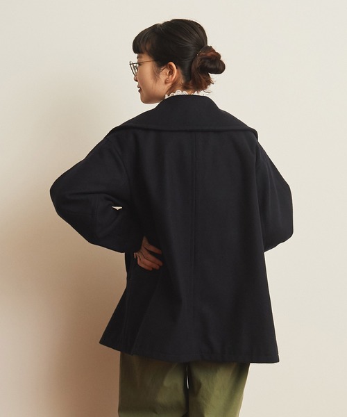 CHILD WOMAN（チャイルドウーマン）の「ハードメルトン ルーズPコート（ピーコート・レディース・ネイビー・FREE）」の4枚目の写真