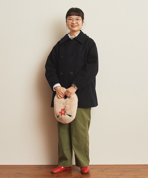 CHILD WOMAN（チャイルドウーマン）の「ハードメルトン ルーズPコート（ピーコート・レディース・ネイビー・FREE）」の5枚目の写真