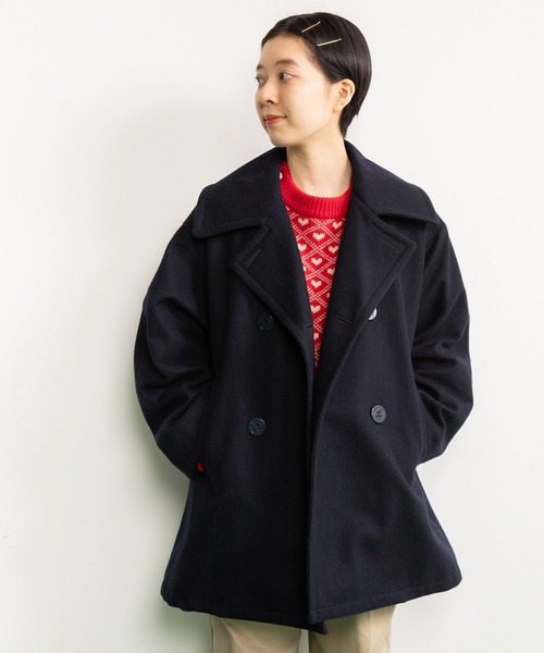 CHILD WOMAN（チャイルドウーマン）の「ハードメルトン ルーズPコート（ピーコート・レディース・ネイビー・FREE）」の10枚目の写真