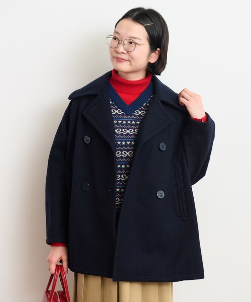 CHILD WOMAN（チャイルドウーマン）の「ハードメルトン ルーズPコート（ピーコート・レディース・ネイビー・FREE）」の7枚目の写真