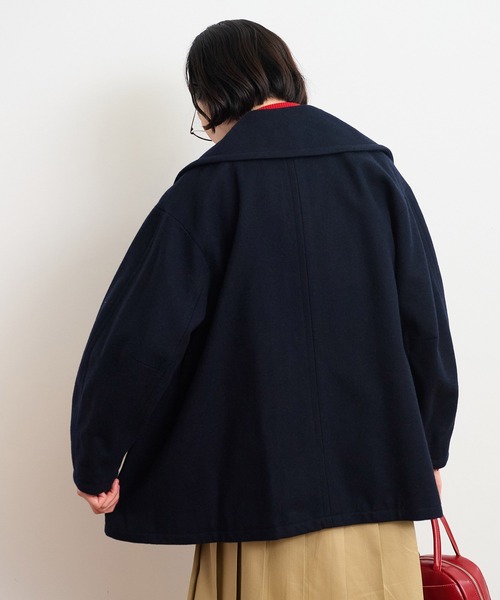 CHILD WOMAN（チャイルドウーマン）の「ハードメルトン ルーズPコート（ピーコート・レディース・ネイビー・FREE）」の8枚目の写真