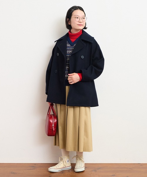 CHILD WOMAN（チャイルドウーマン）の「ハードメルトン ルーズPコート（ピーコート・レディース・ネイビー・FREE）」の9枚目の写真