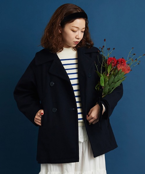 CHILD WOMAN（チャイルドウーマン）の「ハードメルトン ルーズPコート（ピーコート・レディース・ネイビー・FREE）」の22枚目の写真