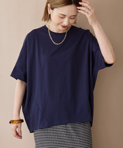 AMERICAN HOLIC(アメリカンホリック)の「接触冷感前後ニュアンスプルオーバー(Tシャツ/カットソー・レディース・アイボリー/ベージュ/ネイビー・L/M)」の3枚目の写真