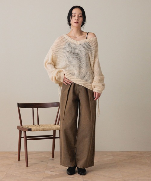 LOWRYS FARM（ローリーズファーム）の「ドロストモヘアＶプルオーバーＬＳ  583240（ニット/セーター・レディース・ピンク/ベージュ/グレー/ブラック・FREE）」の15枚目の写真