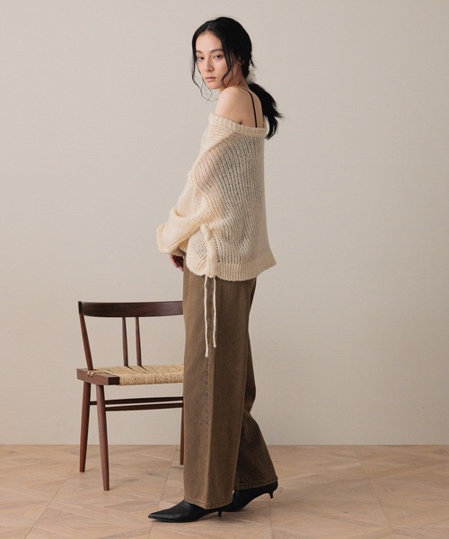 LOWRYS FARM（ローリーズファーム）の「ドロストモヘアＶプルオーバーＬＳ  583240（ニット/セーター・レディース・ピンク/ベージュ/グレー/ブラック・FREE）」の17枚目の写真