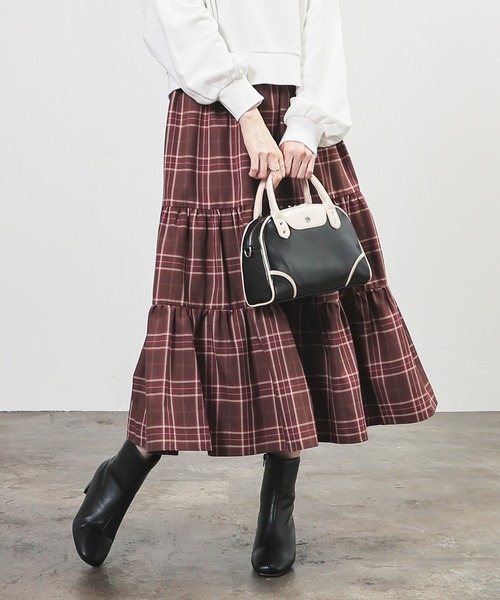 Honeys(ハニーズ)の「ロングティアードスカート(スカート・レディース・ネイビー系/グレー系その他/ブラウン系その他・3L/L/LL/M/S)」の1枚目の写真