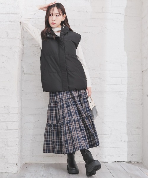 Honeys(ハニーズ)の「ロングティアードスカート(スカート・レディース・ネイビー系/グレー系その他/ブラウン系その他・3L/L/LL/M/S)」の4枚目の写真