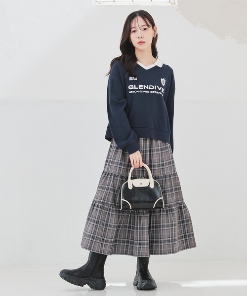 Honeys(ハニーズ)の「ロングティアードスカート(スカート・レディース・ネイビー系/グレー系その他/ブラウン系その他・3L/L/LL/M/S)」の8枚目の写真