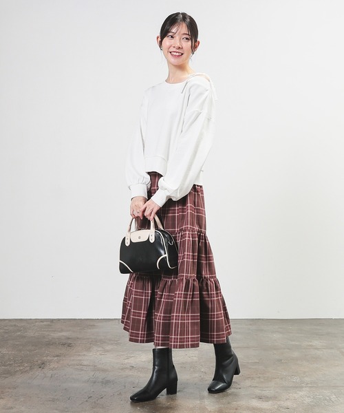 Honeys(ハニーズ)の「ロングティアードスカート(スカート・レディース・ネイビー系/グレー系その他/ブラウン系その他・3L/L/LL/M/S)」の11枚目の写真