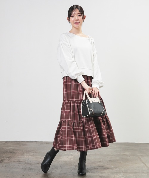 Honeys(ハニーズ)の「ロングティアードスカート(スカート・レディース・ネイビー系/グレー系その他/ブラウン系その他・3L/L/LL/M/S)」の12枚目の写真