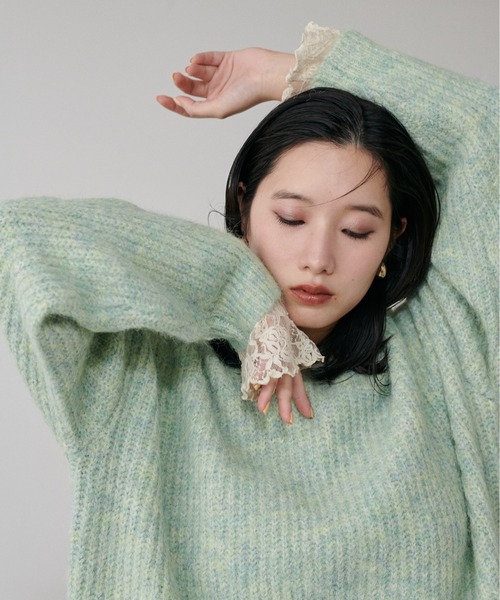 LARUTA(ラルータ)の「【LARUTA】シャギー片畦ニットプルオーバー(ニット/セーター・レディース・ミント/モカ/アイボリー/サックスブルー/チャコールグレー・FREE)」の4枚目の写真