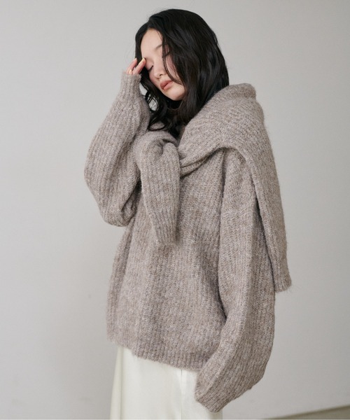 LARUTA(ラルータ)の「【LARUTA】シャギー片畦ニットプルオーバー(ニット/セーター・レディース・ミント/モカ/アイボリー/サックスブルー/チャコールグレー・FREE)」の3枚目の写真