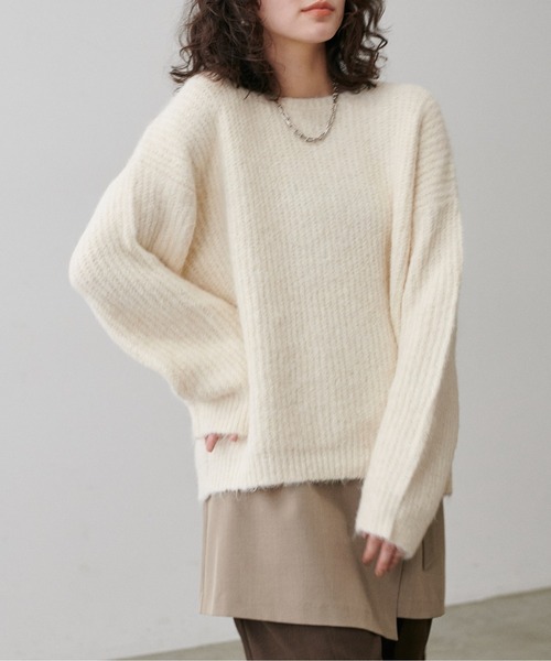 LARUTA(ラルータ)の「【LARUTA】シャギー片畦ニットプルオーバー(ニット/セーター・レディース・ミント/モカ/アイボリー/サックスブルー/チャコールグレー・FREE)」の7枚目の写真