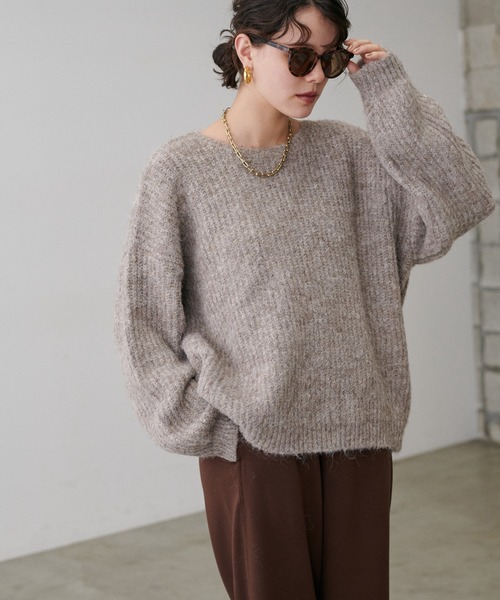 LARUTA(ラルータ)の「【LARUTA】シャギー片畦ニットプルオーバー(ニット/セーター・レディース・ミント/モカ/アイボリー/サックスブルー/チャコールグレー・FREE)」の21枚目の写真