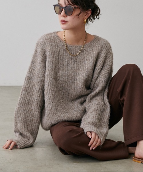 LARUTA(ラルータ)の「【LARUTA】シャギー片畦ニットプルオーバー(ニット/セーター・レディース・ミント/モカ/アイボリー/サックスブルー/チャコールグレー・FREE)」の19枚目の写真
