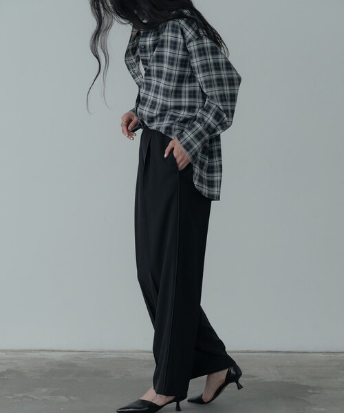 GALLEST(ギャレスト)の「Comfy SET UP|イージーストレートワイドパンツ【セットアップ対応/通勤/カセット服】(その他パンツ・レディース・ブラック/ブラウン系その他/ベージュ・34/36/38/40)」の5枚目の写真