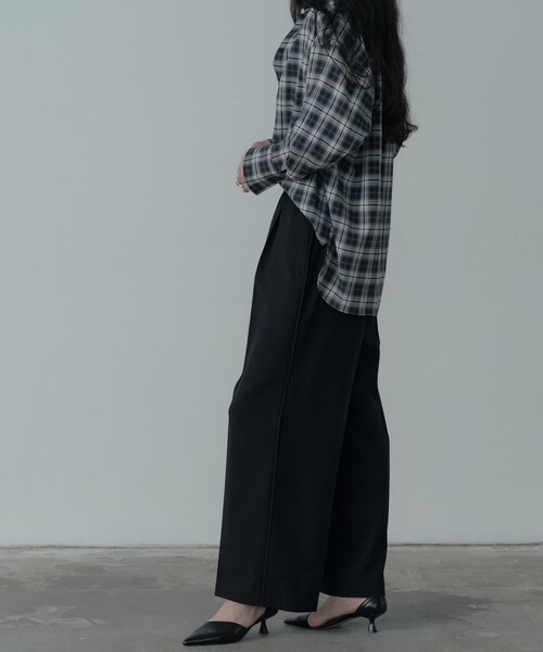 GALLEST(ギャレスト)の「Comfy SET UP|イージーストレートワイドパンツ【セットアップ対応/通勤/カセット服】(その他パンツ・レディース・ブラック/ブラウン系その他/ベージュ・34/36/38/40)」の4枚目の写真