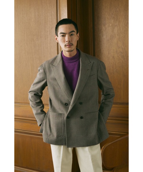 セール】GOOVI ダブルブレストジャケット ウールソフトツイード
