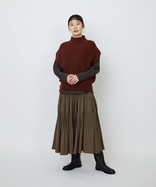 LOISIR（ロワズィール）の「ラムウール片畦ベスト（ベスト・レディース・ブラウン系その他/サックスブルー/モカ・FREE）」の4枚目の写真