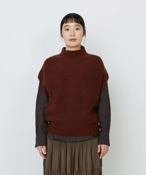 LOISIR（ロワズィール）の「ラムウール片畦ベスト（ベスト・レディース・ブラウン系その他/サックスブルー/モカ・FREE）」の8枚目の写真